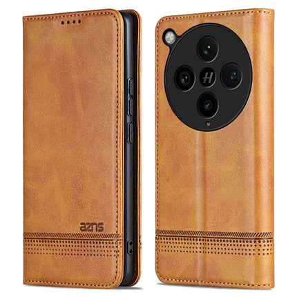 AZNS For Oppo Find X8 Pro 5G Case Cowhide Texture PU Leather Wallet Phone Cover - Brown