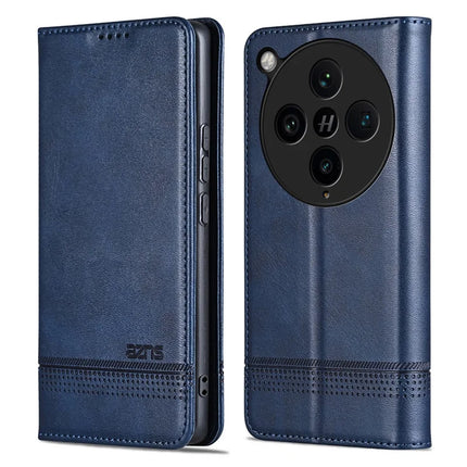 AZNS For Oppo Find X8 Pro 5G Case Cowhide Texture PU Leather Wallet Phone Cover - Blue