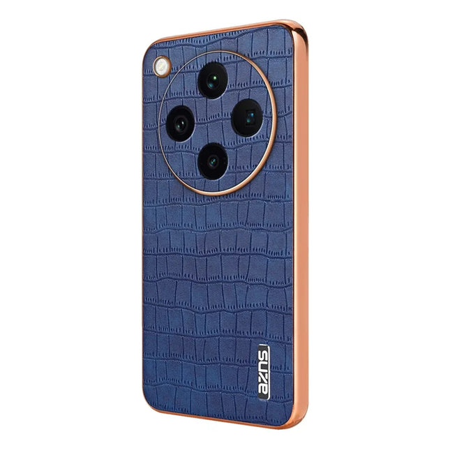 AZNS For Oppo Find X8 Pro 5G Case Electroplating Crocodile Texture PU+TPU Phone Cover - Blue