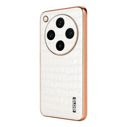 AZNS For Oppo Find X8 Pro 5G Case Electroplating Crocodile Texture PU+TPU Phone Cover - White