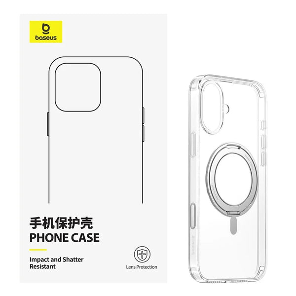 ShopCaseCart Premium Kickstand iPhone 16 Clear Protective cover Compatible with MagSafe TPU+PC Phone Back Guard (Touch Button Version)