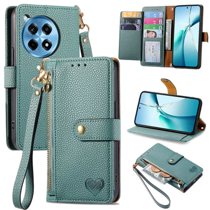 For OnePlus Ace 3 Pro 5G Case RFID Blocking Zipper Pocket Leather Wallet Phone Cover - Green