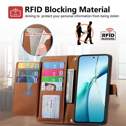 For OnePlus Ace 3 Pro 5G Case RFID Blocking Zipper Pocket Leather Wallet Phone Cover