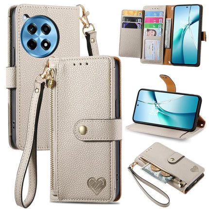 For OnePlus Ace 3 Pro 5G Case RFID Blocking Zipper Pocket Leather Wallet Phone Cover - Grey