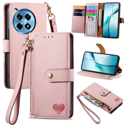 For OnePlus Ace 3 Pro 5G Case RFID Blocking Zipper Pocket Leather Wallet Phone Cover - Pink