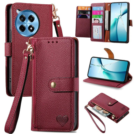 For OnePlus Ace 3 Pro 5G Case RFID Blocking Zipper Pocket Leather Wallet Phone Cover - Red