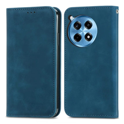 For OnePlus Ace 3 Pro 5G Case Skin Touch Feeling Leather Card Holder Phone Cover Magnetic Absorption - Dark Blue