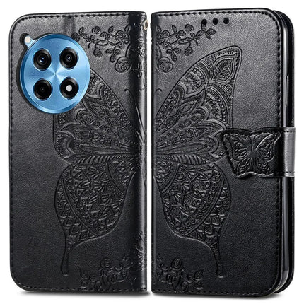 For OnePlus Ace 3 Pro 5G Case PU Leather Wallet Phone Cover Butterfly Pattern - Black