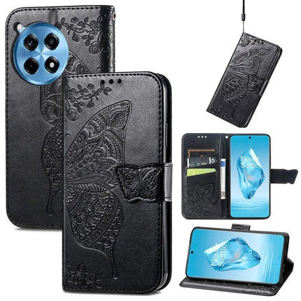 For OnePlus Ace 3 Pro 5G Case PU Leather Wallet Phone Cover Butterfly Pattern