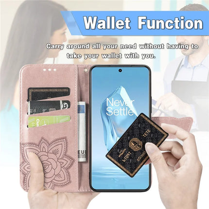 For OnePlus Ace 3 Pro 5G Case PU Leather Wallet Phone Cover Butterfly Pattern