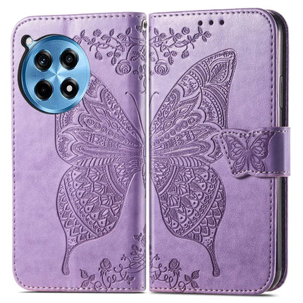 For OnePlus Ace 3 Pro 5G Case PU Leather Wallet Phone Cover Butterfly Pattern - Light Purple