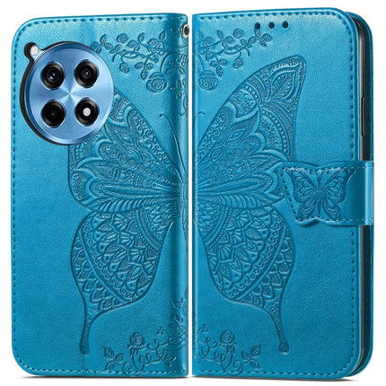 For OnePlus Ace 3 Pro 5G Case PU Leather Wallet Phone Cover Butterfly Pattern - Blue