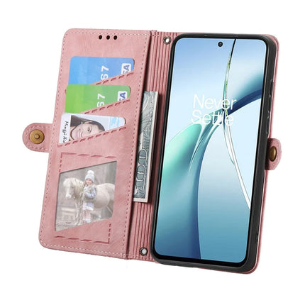 For OnePlus Ace 3 Pro 5G PU Leather Stand Wallet Cover Geometry Imprinted Phone Case