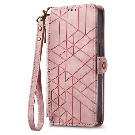 For OnePlus Ace 3 Pro 5G PU Leather Stand Wallet Cover Geometry Imprinted Phone Case