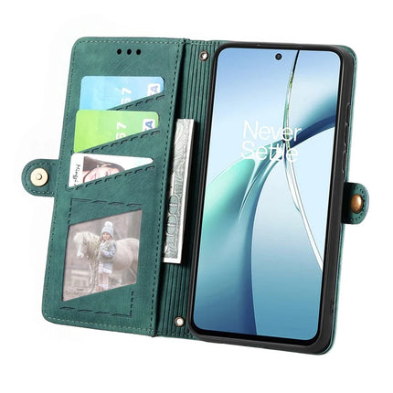 For OnePlus Ace 3 Pro 5G PU Leather Stand Wallet Cover Geometry Imprinted Phone Case