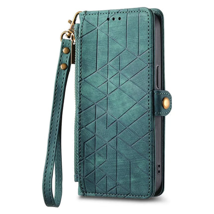For OnePlus Ace 3 Pro 5G PU Leather Stand Wallet Cover Geometry Imprinted Phone Case