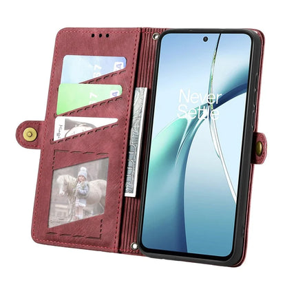 For OnePlus Ace 3 Pro 5G PU Leather Stand Wallet Cover Geometry Imprinted Phone Case