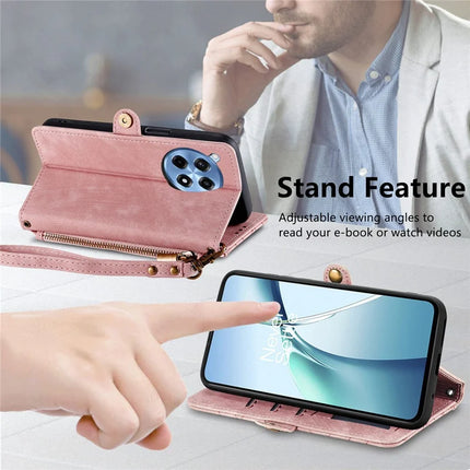 For OnePlus Ace 3 Pro 5G PU Leather Stand Wallet Cover Geometry Imprinted Phone Case