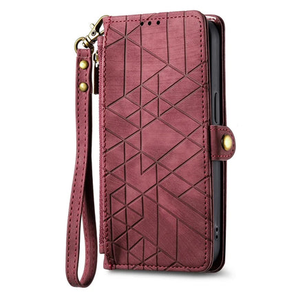 For OnePlus Ace 3 Pro 5G PU Leather Stand Wallet Cover Geometry Imprinted Phone Case