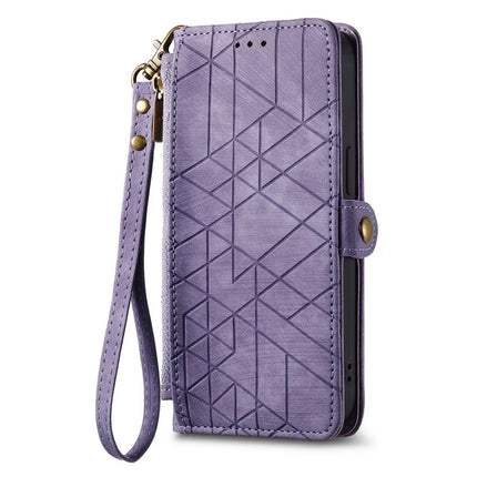 For OnePlus Ace 3 Pro 5G PU Leather Stand Wallet Cover Geometry Imprinted Phone Case