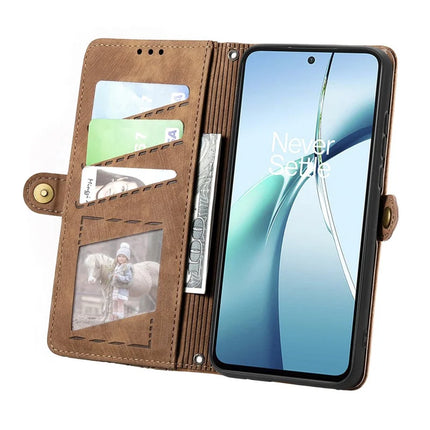 For OnePlus Ace 3 Pro 5G PU Leather Stand Wallet Cover Geometry Imprinted Phone Case