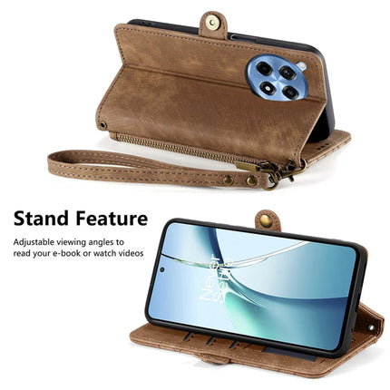 For OnePlus Ace 3 Pro 5G PU Leather Stand Wallet Cover Geometry Imprinted Phone Case