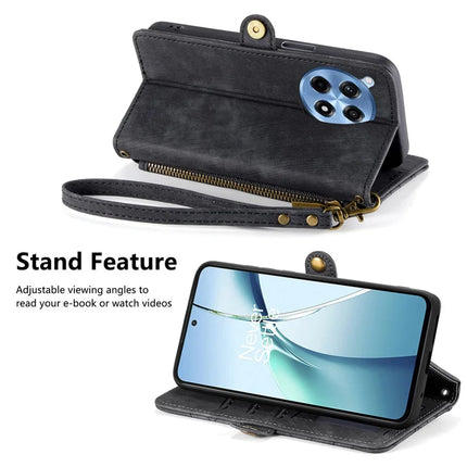 For OnePlus Ace 3 Pro 5G PU Leather Stand Wallet Cover Geometry Imprinted Phone Case