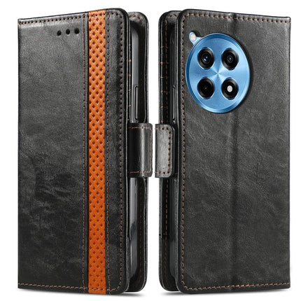 CASENEO 002 Series For OnePlus Ace 3 Pro 5G Case Stand Wallet Splicing PU Leather Cover - Black