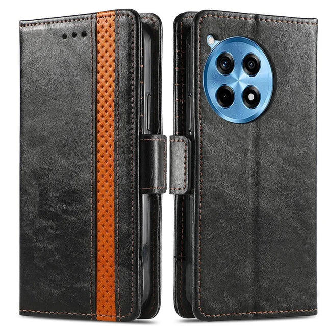 CASENEO 002 Series For OnePlus Ace 3 Pro 5G Case Stand Wallet Splicing PU Leather Cover - Black