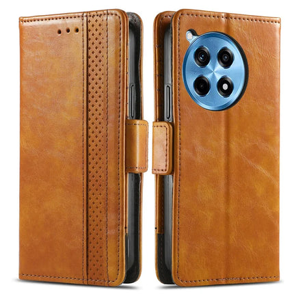 CASENEO 002 Series For OnePlus Ace 3 Pro 5G Case Stand Wallet Splicing PU Leather Cover - Light Brown