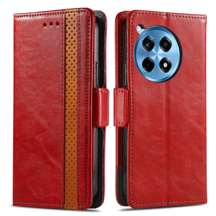 CASENEO 002 Series For OnePlus Ace 3 Pro 5G Case Stand Wallet Splicing PU Leather Cover - Red