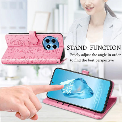 For OnePlus Ace 3 Pro 5G Case Leather Wallet Flip Phone Cover Cute Cat Dog Pattern
