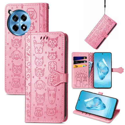 For OnePlus Ace 3 Pro 5G Case Leather Wallet Flip Phone Cover Cute Cat Dog Pattern