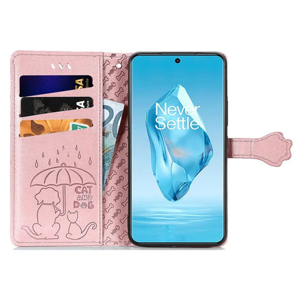 For OnePlus Ace 3 Pro 5G Case Leather Wallet Flip Phone Cover Cute Cat Dog Pattern