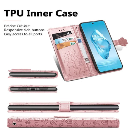 For OnePlus Ace 3 Pro 5G Case Leather Wallet Flip Phone Cover Cute Cat Dog Pattern