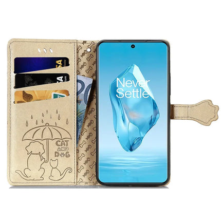 For OnePlus Ace 3 Pro 5G Case Leather Wallet Flip Phone Cover Cute Cat Dog Pattern