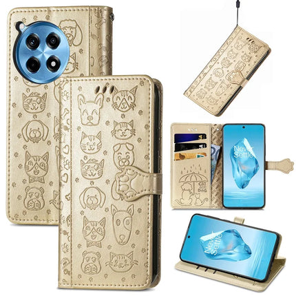 For OnePlus Ace 3 Pro 5G Case Leather Wallet Flip Phone Cover Cute Cat Dog Pattern