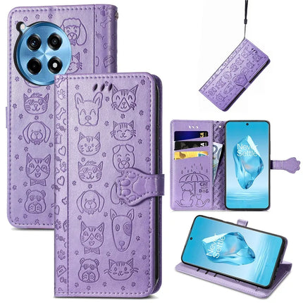 For OnePlus Ace 3 Pro 5G Case Leather Wallet Flip Phone Cover Cute Cat Dog Pattern