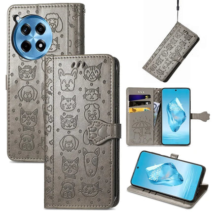 For OnePlus Ace 3 Pro 5G Case Leather Wallet Flip Phone Cover Cute Cat Dog Pattern