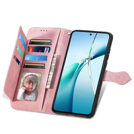 For OnePlus Ace 3 Pro 5G Zipper Wallet Case Flower Imprint PU Leather Phone Cover with Strap