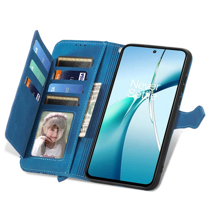 For OnePlus Ace 3 Pro 5G Zipper Wallet Case Flower Imprint PU Leather Phone Cover with Strap