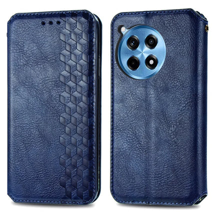 For OnePlus Ace 3 Pro 5G PU Leather Case Rhombus Imprint Wallet Stand Phone Cover - Blue