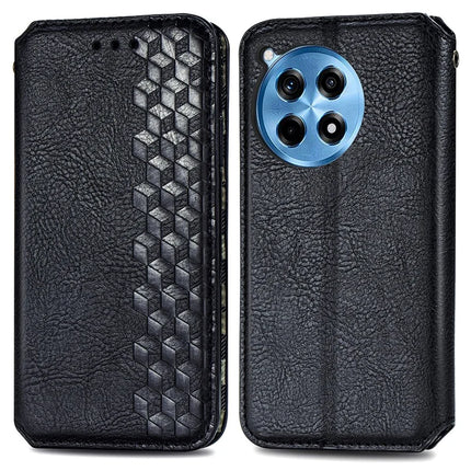 For OnePlus Ace 3 Pro 5G PU Leather Case Rhombus Imprint Wallet Stand Phone Cover - Black