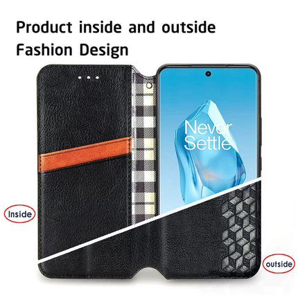 For OnePlus Ace 3 Pro 5G PU Leather Case Rhombus Imprint Wallet Stand Phone Cover