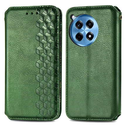 For OnePlus Ace 3 Pro 5G PU Leather Case Rhombus Imprint Wallet Stand Phone Cover - Green