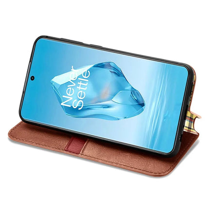 For OnePlus Ace 3 Pro 5G PU Leather Case Rhombus Imprint Wallet Stand Phone Cover