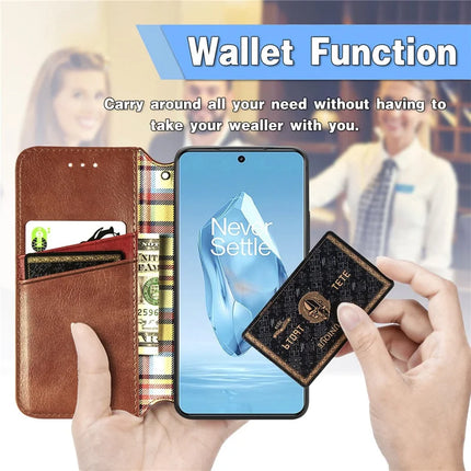 For OnePlus Ace 3 Pro 5G PU Leather Case Rhombus Imprint Wallet Stand Phone Cover