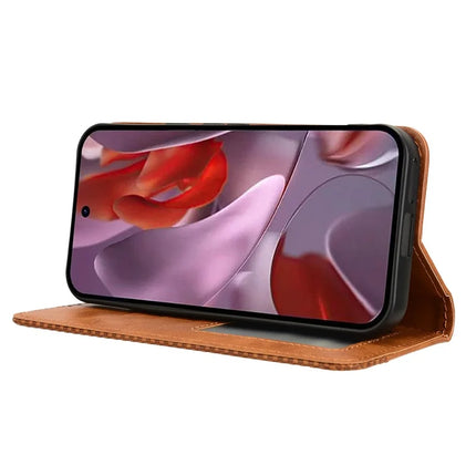 For Google Pixel 9a Leather Case Wallet Stand Retro Texture Phone Cover