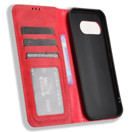 For Google Pixel 9a Leather Case Wallet Stand Retro Texture Phone Cover
