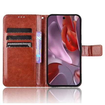 For Google Pixel 9a Case Crazy Horse Texture PU Leather Phone Wallet Cover